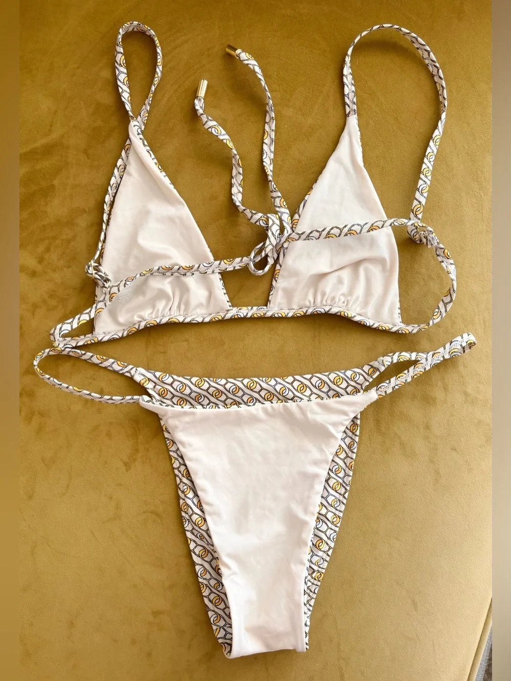 Monday Swimwear Chain Geo Bikini Set Size S Top/M Bottom Luxury Designer